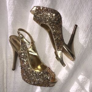Gold Shimmer Slingback Heel